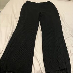 Fashion Nova Black Ribbed Wide-Leg Knit Pants